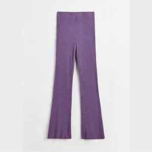 Purple Flare Ribbed Leggings